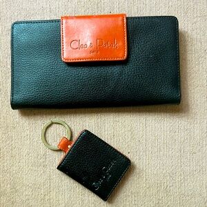 Cleo & Patek Wallet and key chain/photos Orange/Black Leather - light wear
